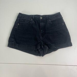 Forever 21 Black Cuffed Jean Shorts